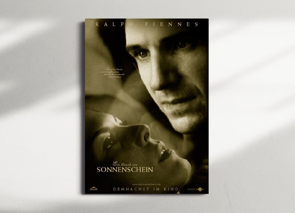 Filmplakat Ein Hauch von Sonnenschein mit Männergesicht und Frauenprofil in Sepia für Filmproduktionen Archiv