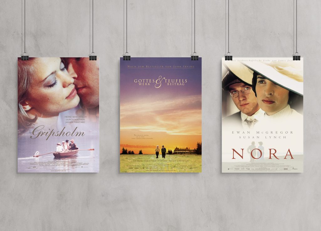 Filmplakate Gripsholm, Gottes Werk und Teufels Beitrag und Nora an einer Betonwand für Filmproduktionen Archiv